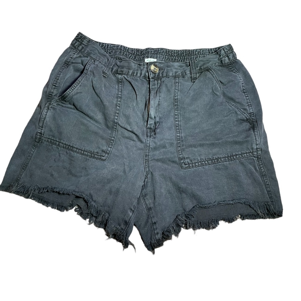 Aerie High Rise Cargo Shorts Distressed Sz M Linen Blend